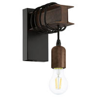 WANDLEUCHTE 8 cm   - Schwarz/Braun, LIFESTYLE, Metall (8cm)