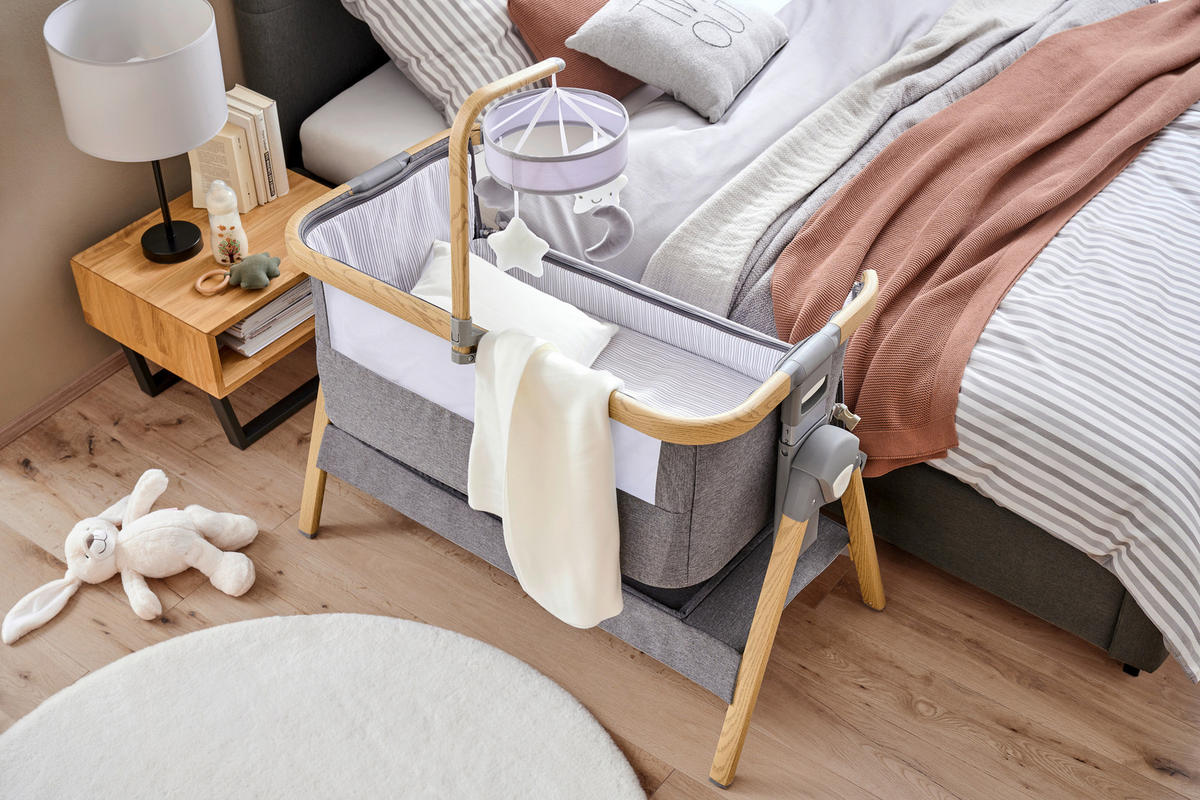 BEISTELLBETT Elegance  102/54/69-81 cm  - Dunkelgrau/Naturfarben, Trend, Kunststoff/Textil (102/54/69-81cm) - Jimmylee