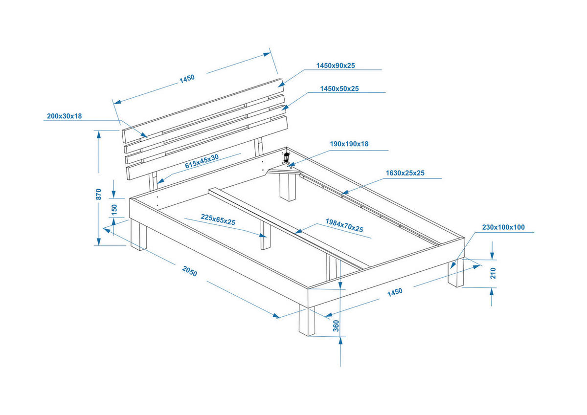 BETT 140/200 cm  in Kernbuche  - Kernbuche, KONVENTIONELL, Holz (140/200cm) - Boxxx