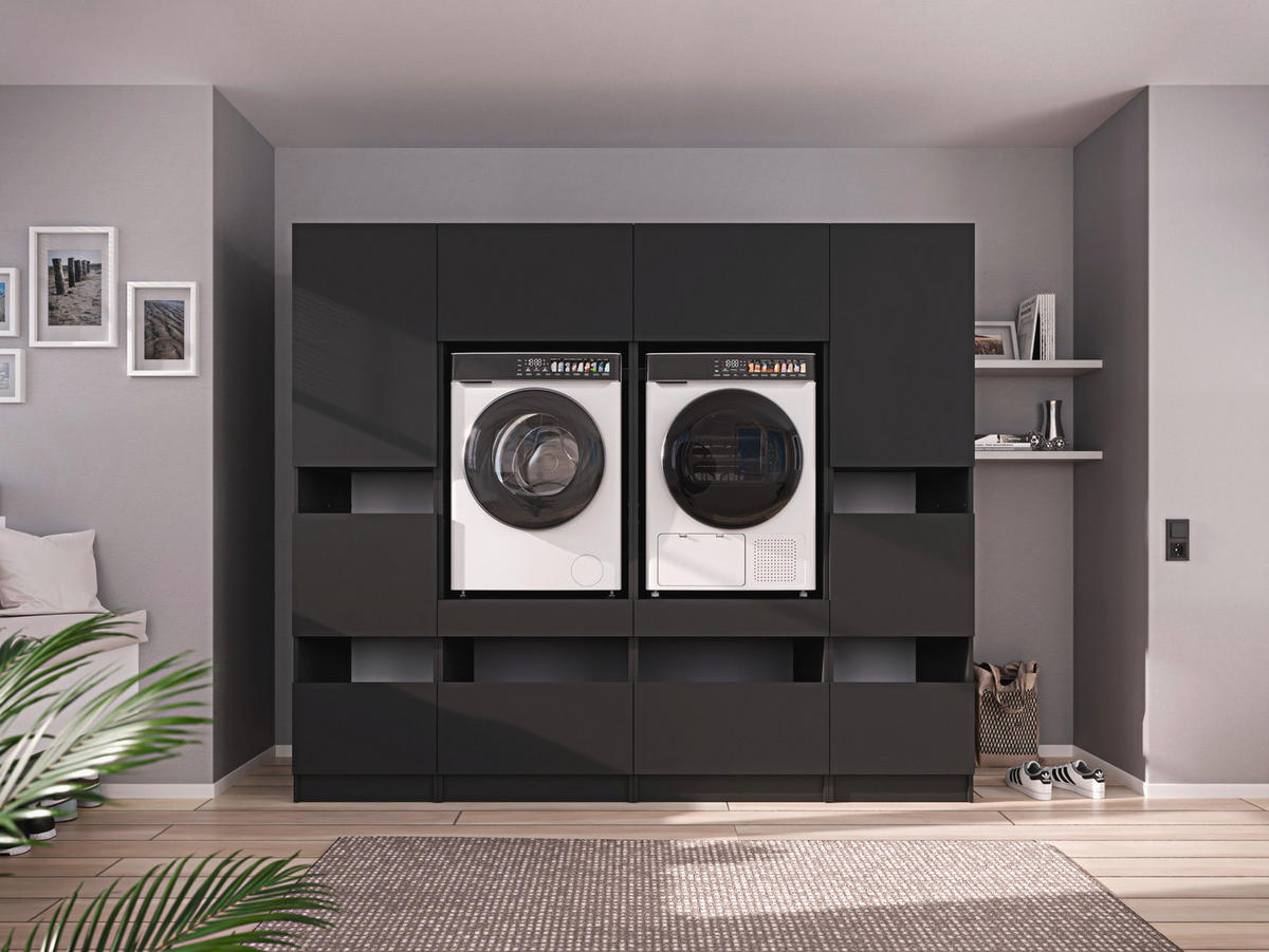 MEHRZWECKSCHRANK 50/200/68 cm  in Anthrazit  - Anthrazit/Schwarz, Design, Holzwerkstoff/Metall (50/200/68cm) - Milino