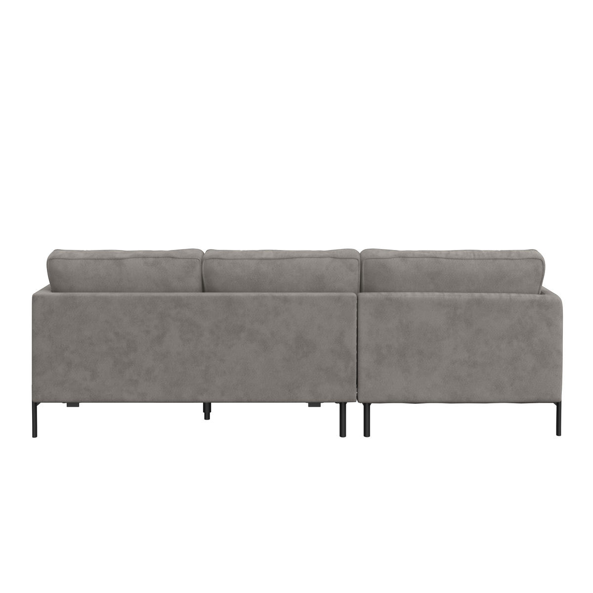 ECKSOFA in Flachgewebe Hellgrau  - Hellgrau/Schwarz, Trend, Textil/Metall (154/232cm) - Livetastic