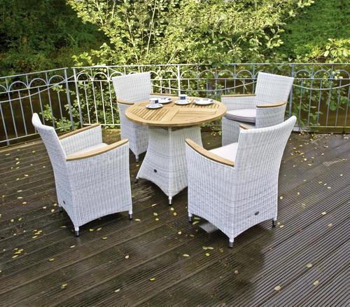 GARTENTISCH Holz, Metall, Kunststoff rund  - Alufarben/Weiß, Design, Holz/Kunststoff (100/75cm) - Zebra 