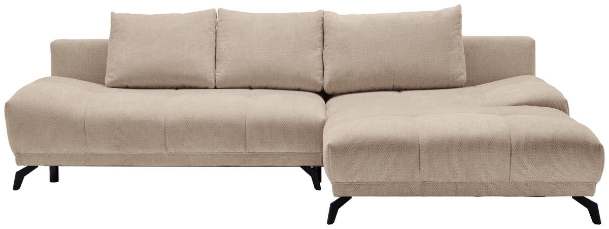 ECKSOFA Beige Chenille  - Beige/Schwarz, MODERN, Textil/Metall (290/182cm) - Hom`in