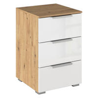 NACHTSCHRANK 40/61/42 cm  - Weiß Hochglanz/Alufarben, KONVENTIONELL, Holzwerkstoff/Kunststoff (40/61/42cm) - home24