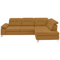 ECKSOFA Beldomo Premium in Echtleder Currygelb  309/211 cm  - Currygelb/Alufarben, Design, Leder/Metall (309/211cm) - Beldomo Speed