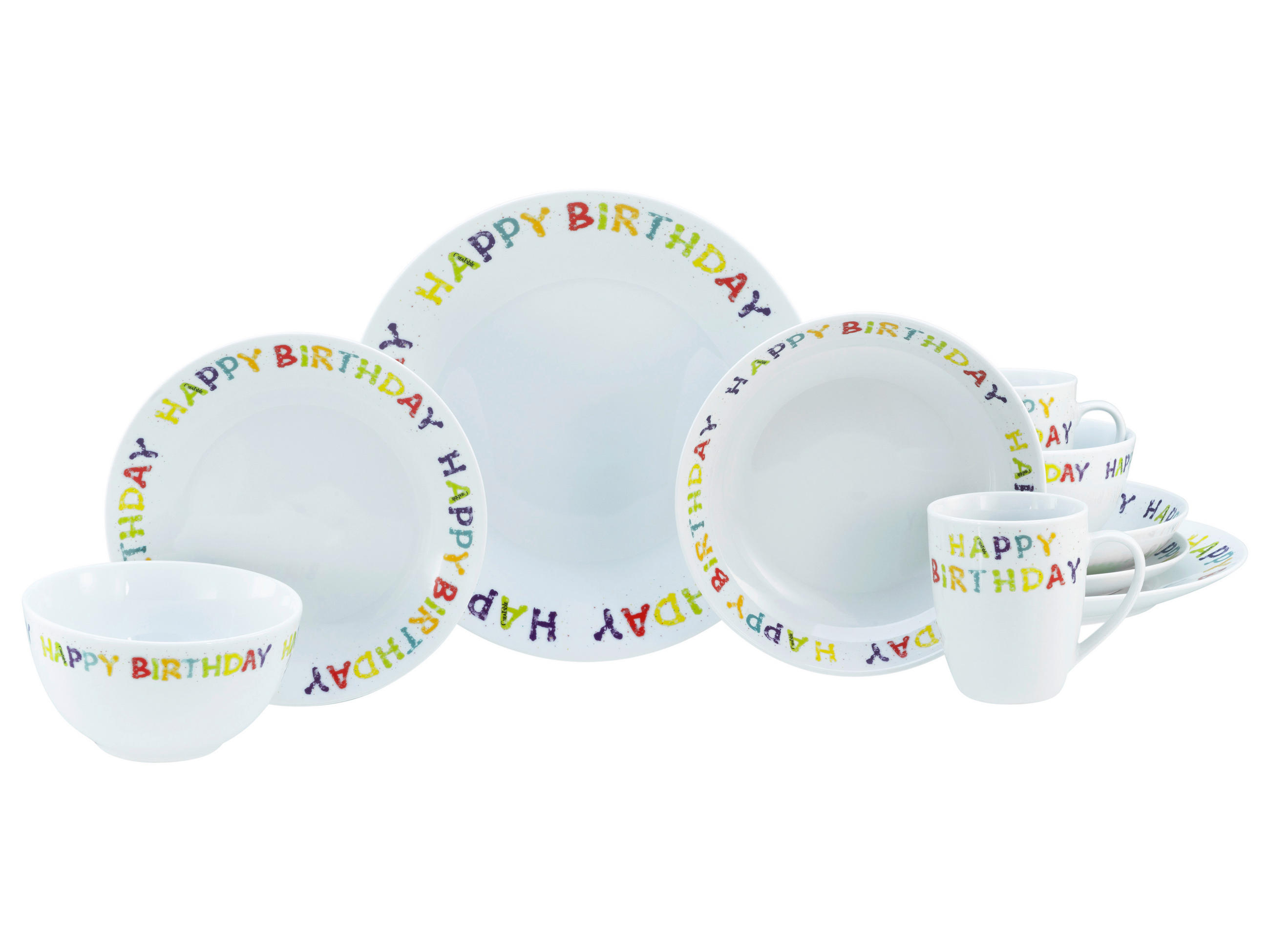 KOMPLETT SERVIS Happy Birthday 10 delar  - multicolor, Basics, keramik - Creatable