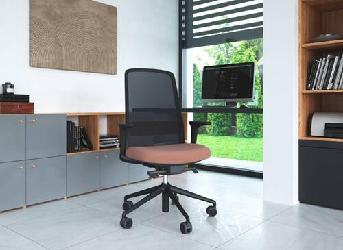 DREHSTUHL Netzbespannung, Webstoff Braun, Schwarz  - Schwarz/Braun, MODERN, Kunststoff/Textil (70/103-115/70cm)