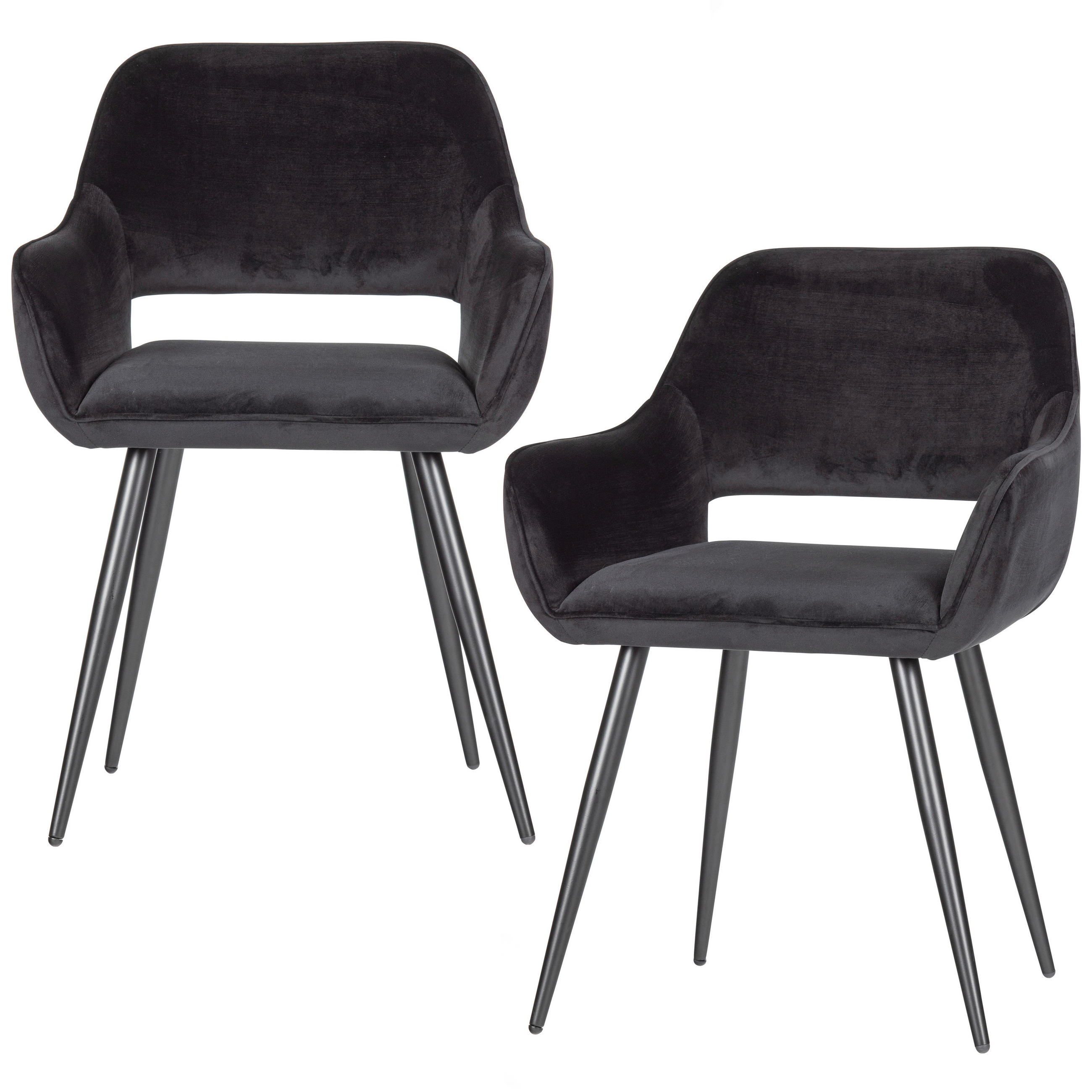 Livetastic Armlehnstuhl-Set Jel Schwarz 60x80x57 cm