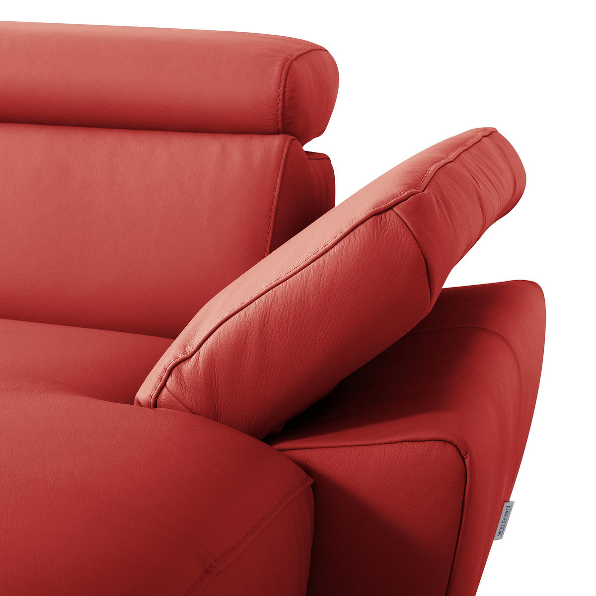 ECKSOFA Rot Echtleder Lederlook Rücken echt, Armteilverstellung, Relaxfunktion, Kopfteilverstellung  - Rot/Schwarz, Design, Leder/Textil (252/179cm) - Livetastic