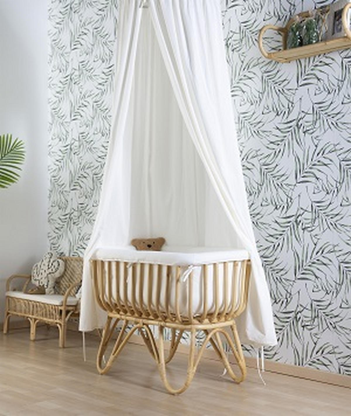 WIEGE Rattan Cradle Rectangular Rattan  Braun, Weiß  - Braun/Weiß, Design, Holz (90/50/70cm) - Childhome
