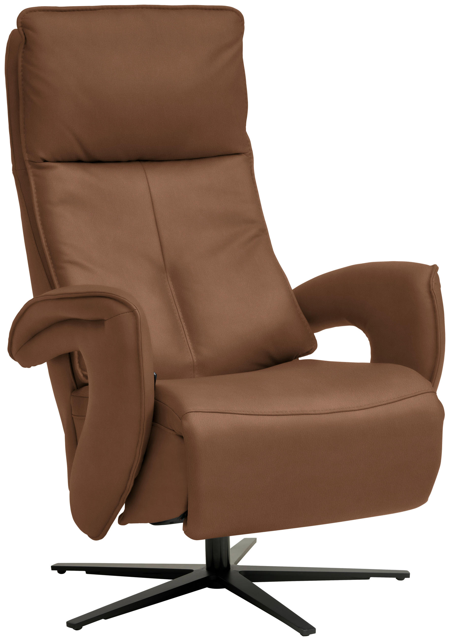 RELAXSESSEL in Leder Braun  - Schwarz/Braun, Design, Leder/Metall (77/119/87cm) - Valdera