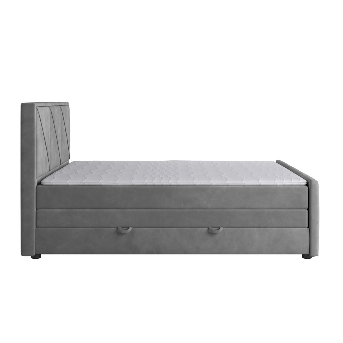 BOXSPRINGBETT 180/200 cm  in Hellgrau  - Hellgrau/Schwarz, MODERN, Holzwerkstoff/Kunststoff (180/200cm) - MID.YOU