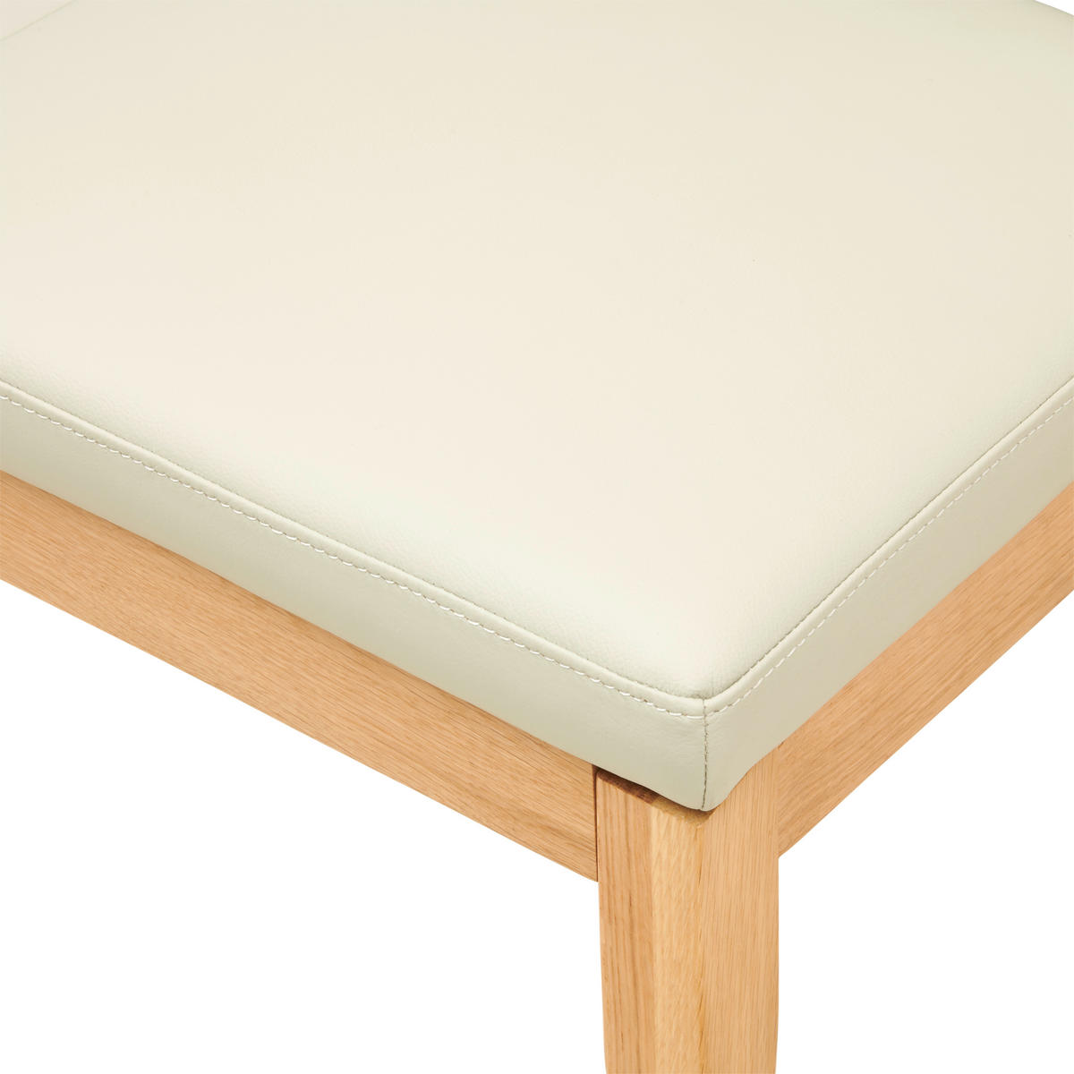 STUHL Echtleder Beige  - Eichefarben/Beige, MODERN, Leder/Holz (48,5/86,5/60cm) - Livetastic