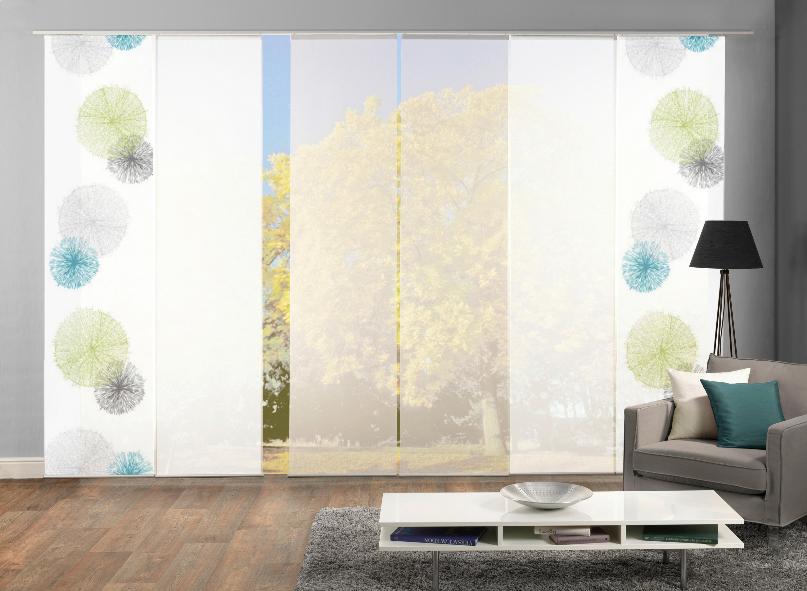 FLÄCHENVORHANG RAWLINS, 6-TLG.  6 Stück  blickdicht   6x60/245 cm  - Grün, Basics, Textil (6x60/245cm)