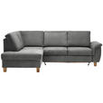 ECKSOFA in Flachgewebe Grau  - Eichefarben/Grau, Design, Holz/Textil (185/253cm) - Cantus