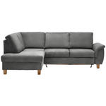 ECKSOFA in Flachgewebe Grau  - Eichefarben/Grau, Design, Holz/Textil (185/253cm) - Cantus