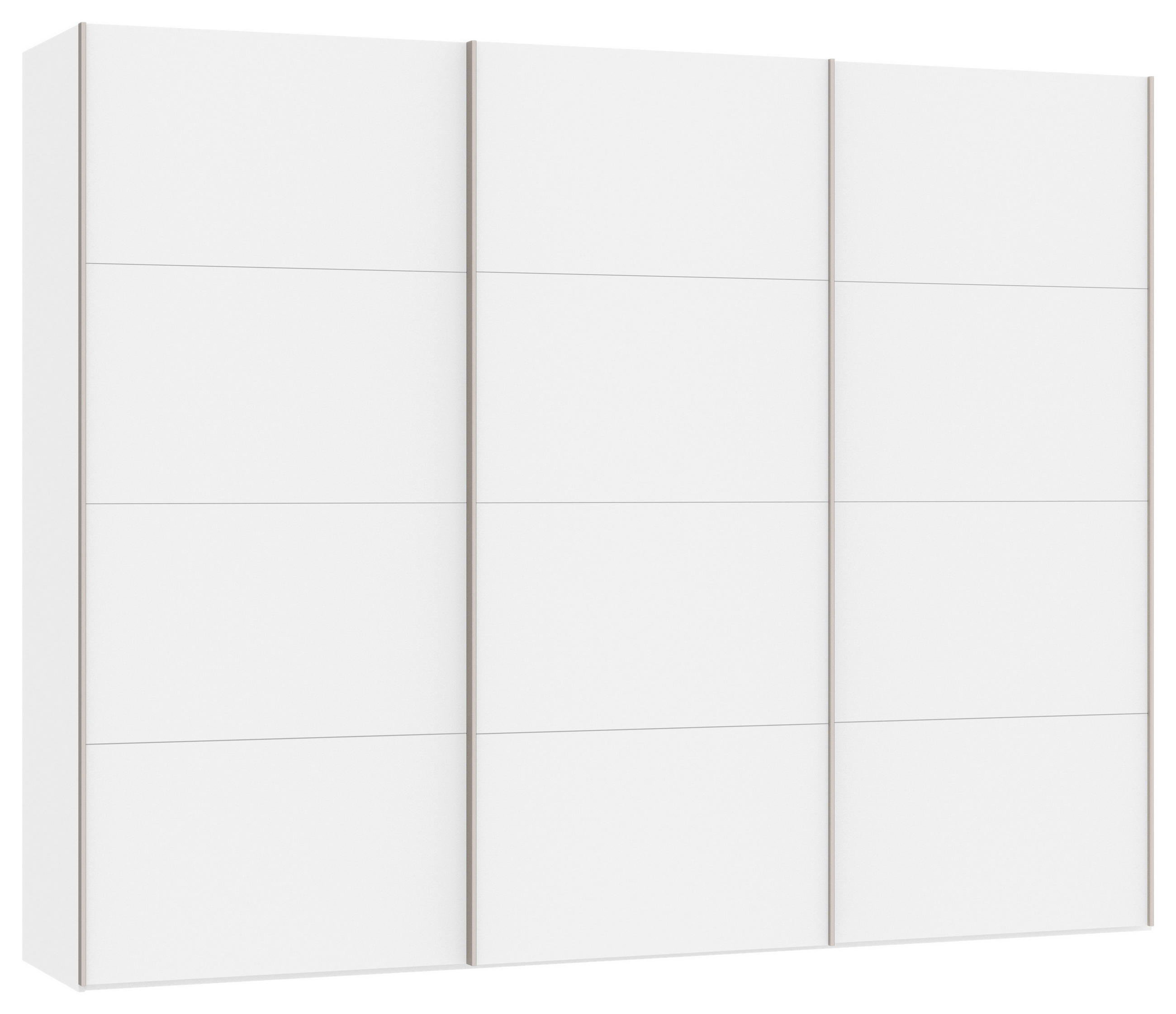 SCHWEBETÜRENSCHRANK 303/236/65 cm 3-türig Weiß  - Edelstahlfarben/Weiß, Design, Holzwerkstoff (303/236/65cm) - Boxxx