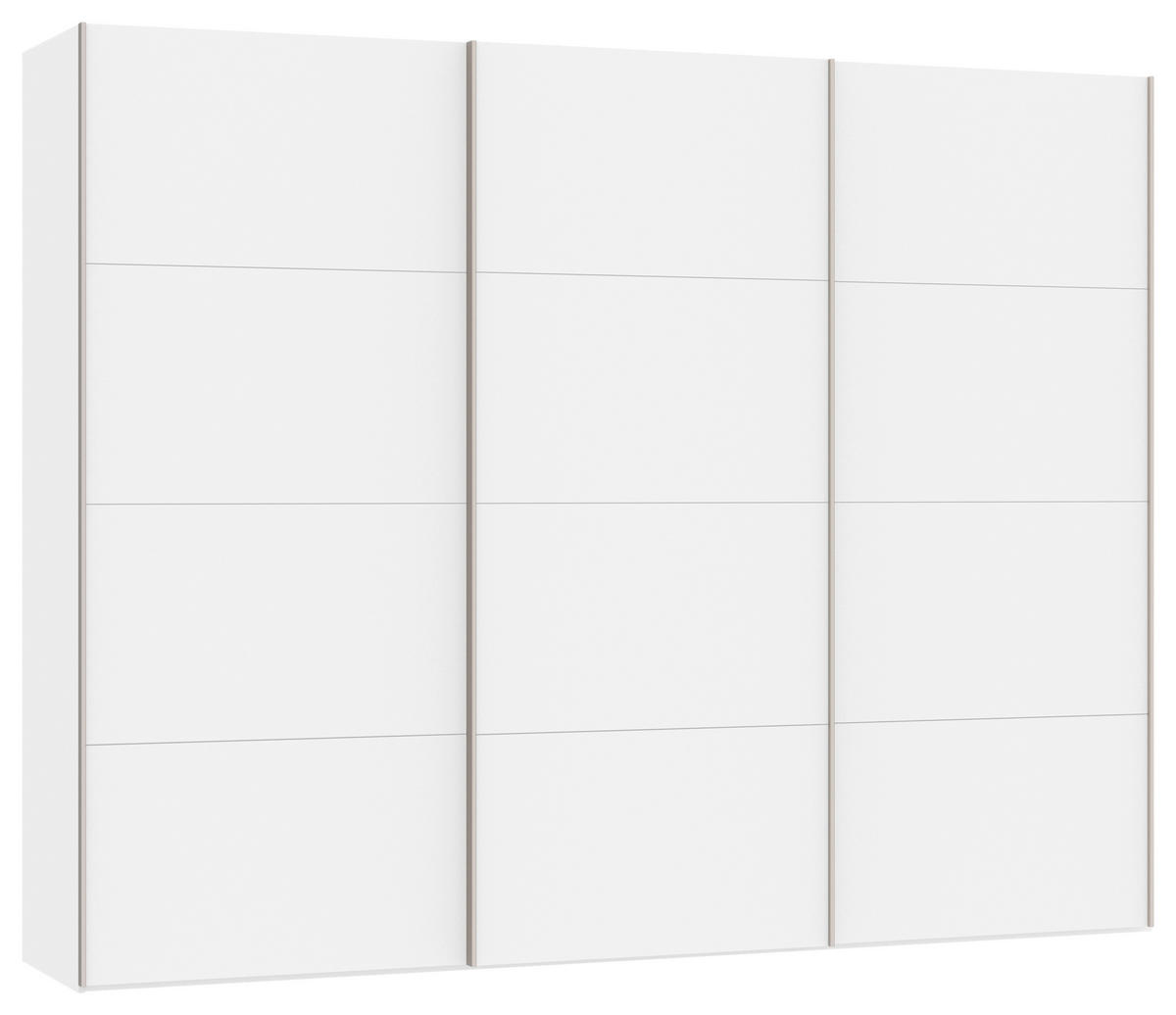 SCHWEBETÜRENSCHRANK  in Weiß  - Edelstahlfarben/Weiß, Design, Holzwerkstoff (303/236/65cm) - Boxxx