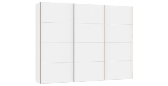 SCHWEBETÜRENSCHRANK in Weiß - Edelstahlfarben/Weiß, Design, Holzwerkstoff (303/236/65cm) - Carryhome
