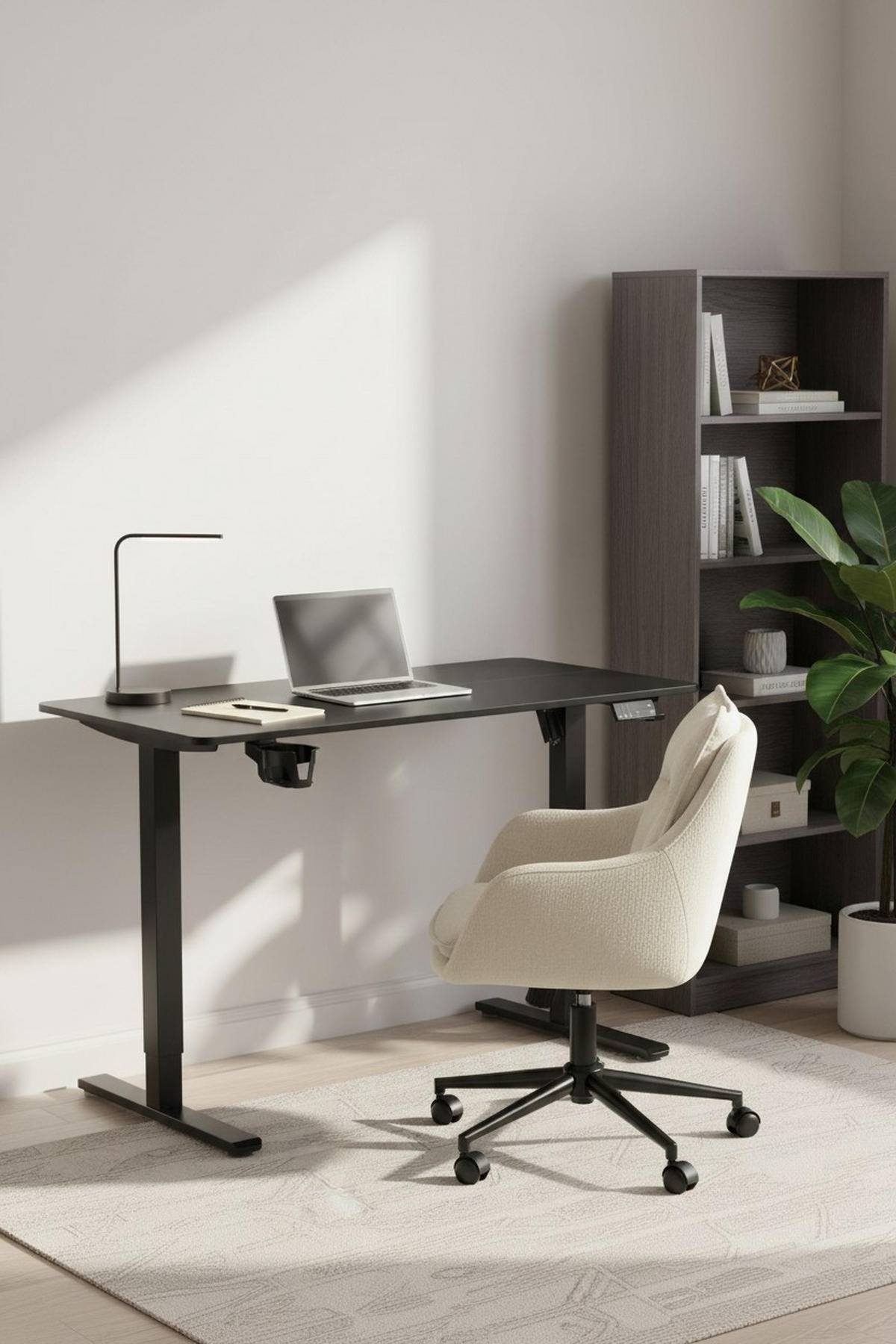 SCHREIBTISCH 120/60/70-115 cm Schwarz elektrisch höhenverstellbar  - Schwarz, MODERN, Holzwerkstoff/Kunststoff (120/60/70-115cm) - Livetastic
