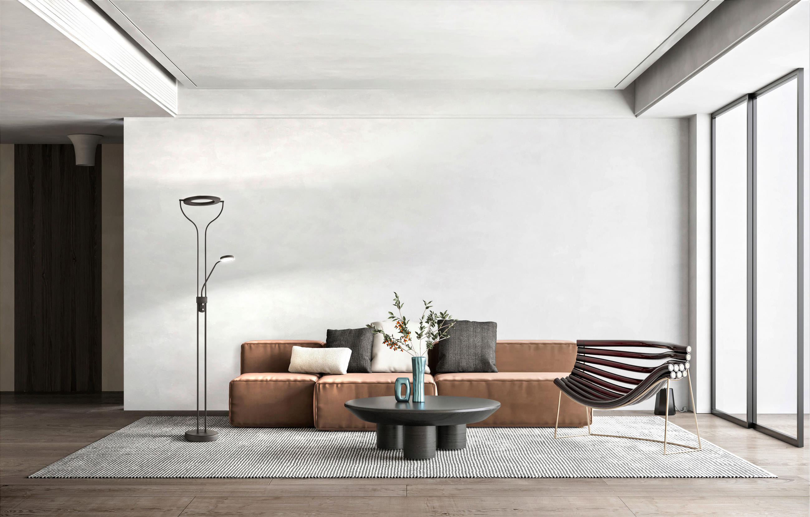 LED-STEHLEUCHTE  36/180 cm   - Sandfarben/Schwarz, Design, Glas/Metall (36/180cm) - Fischer & Honsel