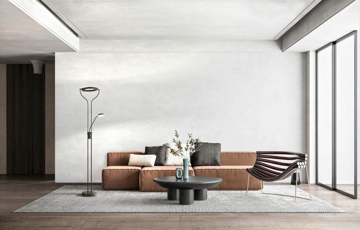 LED-STEHLEUCHTE - Sandfarben/Schwarz, Design, Glas/Metall (36/180cm) - Fischer & Honsel