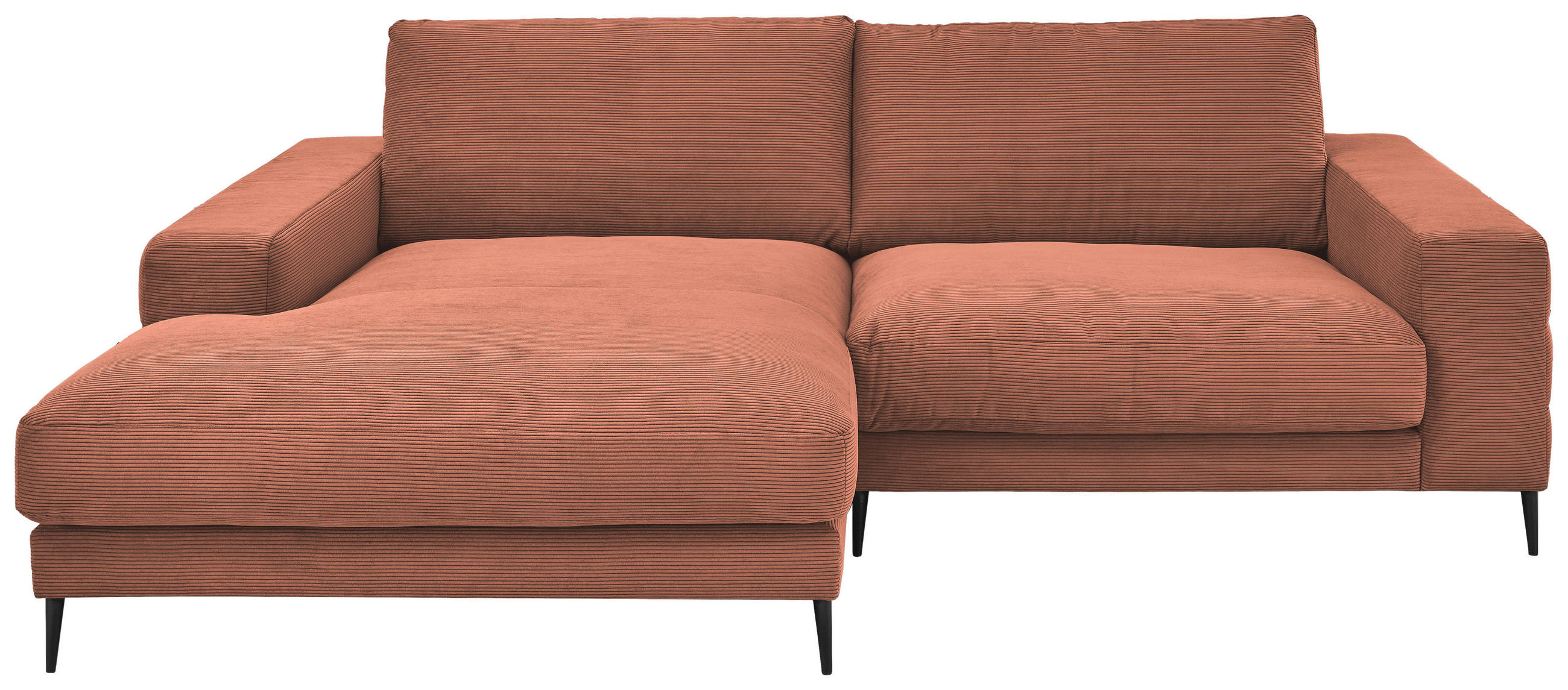 ECKSOFA in Feincord Kupferfarben  177/253 cm  - Schwarz/Kupferfarben, Design, Textil/Metall (177/253cm) - Dieter Knoll