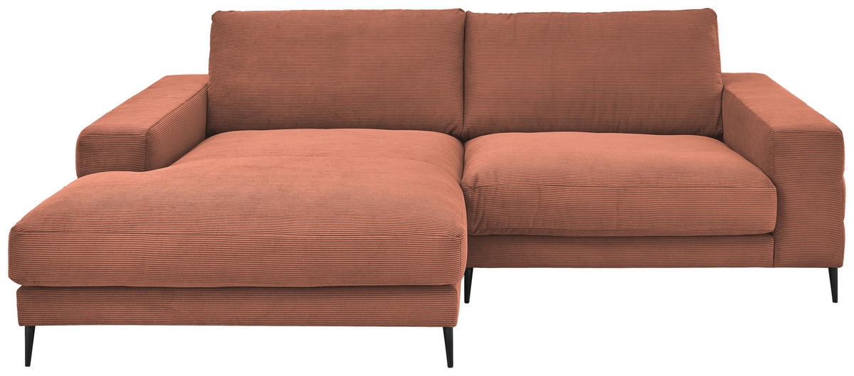 ECKSOFA in Feincord Kupferfarben  - Schwarz/Kupferfarben, Design, Textil/Metall (177/253cm) - Dieter Knoll
