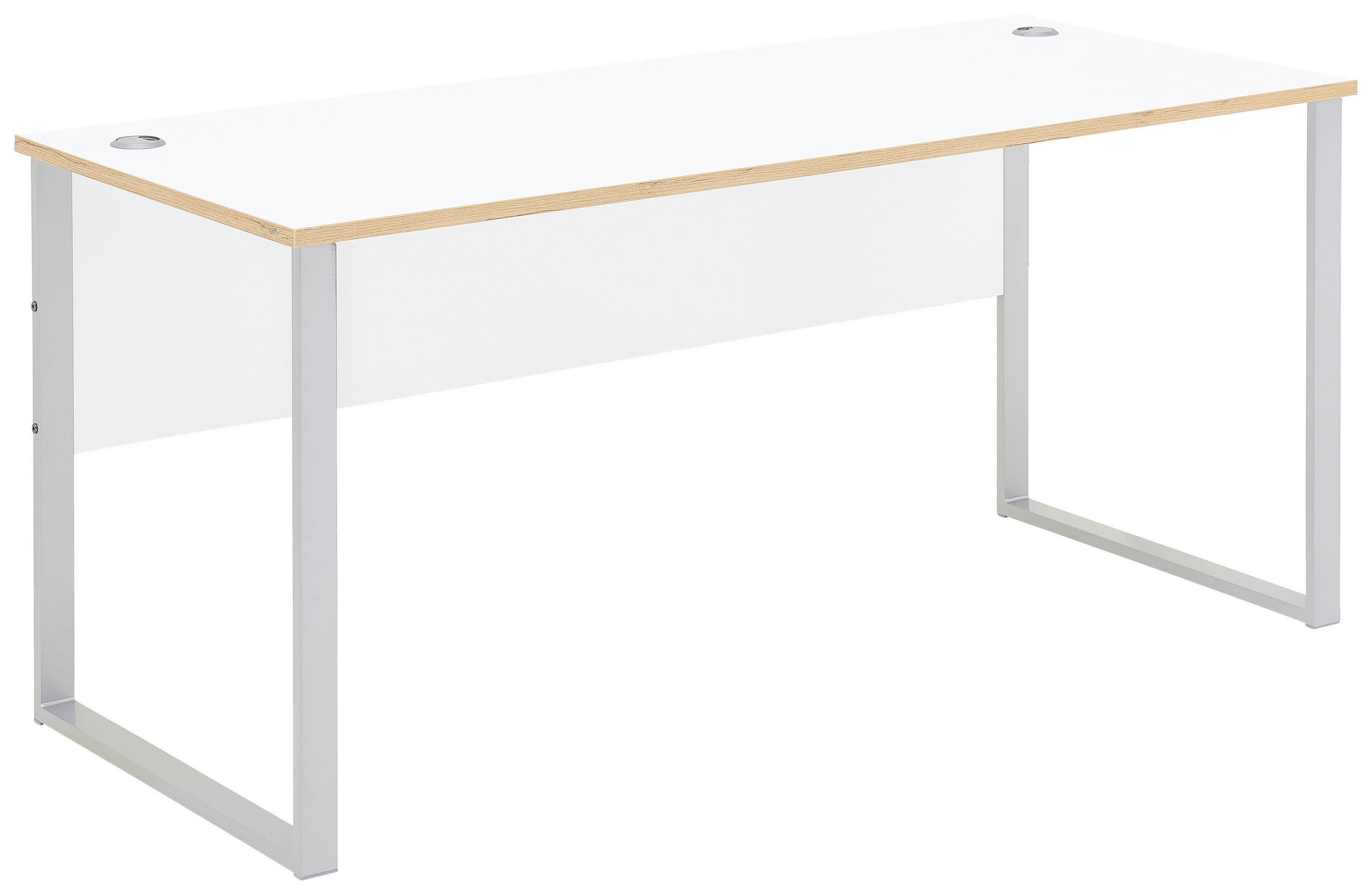 SCHREIBTISCH  in Silberfarben, Weiss, Eiche Artisan  - Weiss/Silberfarben, Konventionell, Holzwerkstoff/Metall (170/77/73cm) - MID.YOU