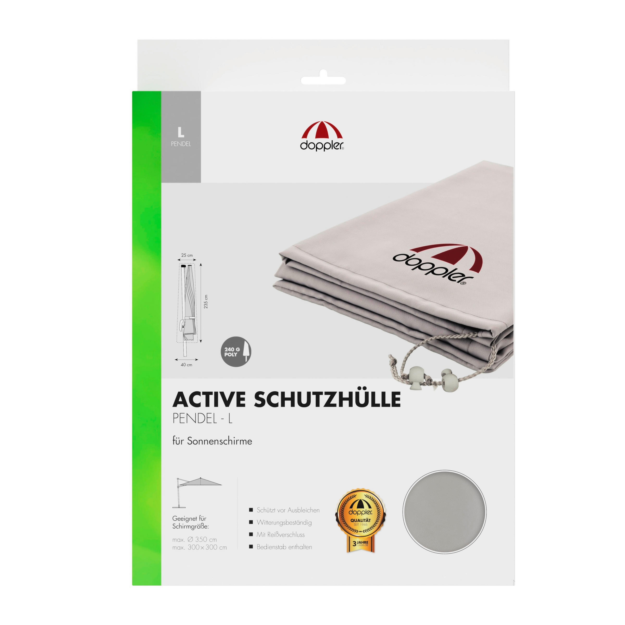 SCHIRMHÜLLE - Hellgrau, Basics, Textil (235/40/25cm) - Doppler