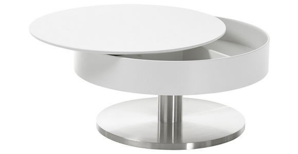 COUCHTISCH rund Weiß, Edelstahlfarben - Edelstahlfarben/Weiß, Design, Metall (79/79/40cm) - Xora