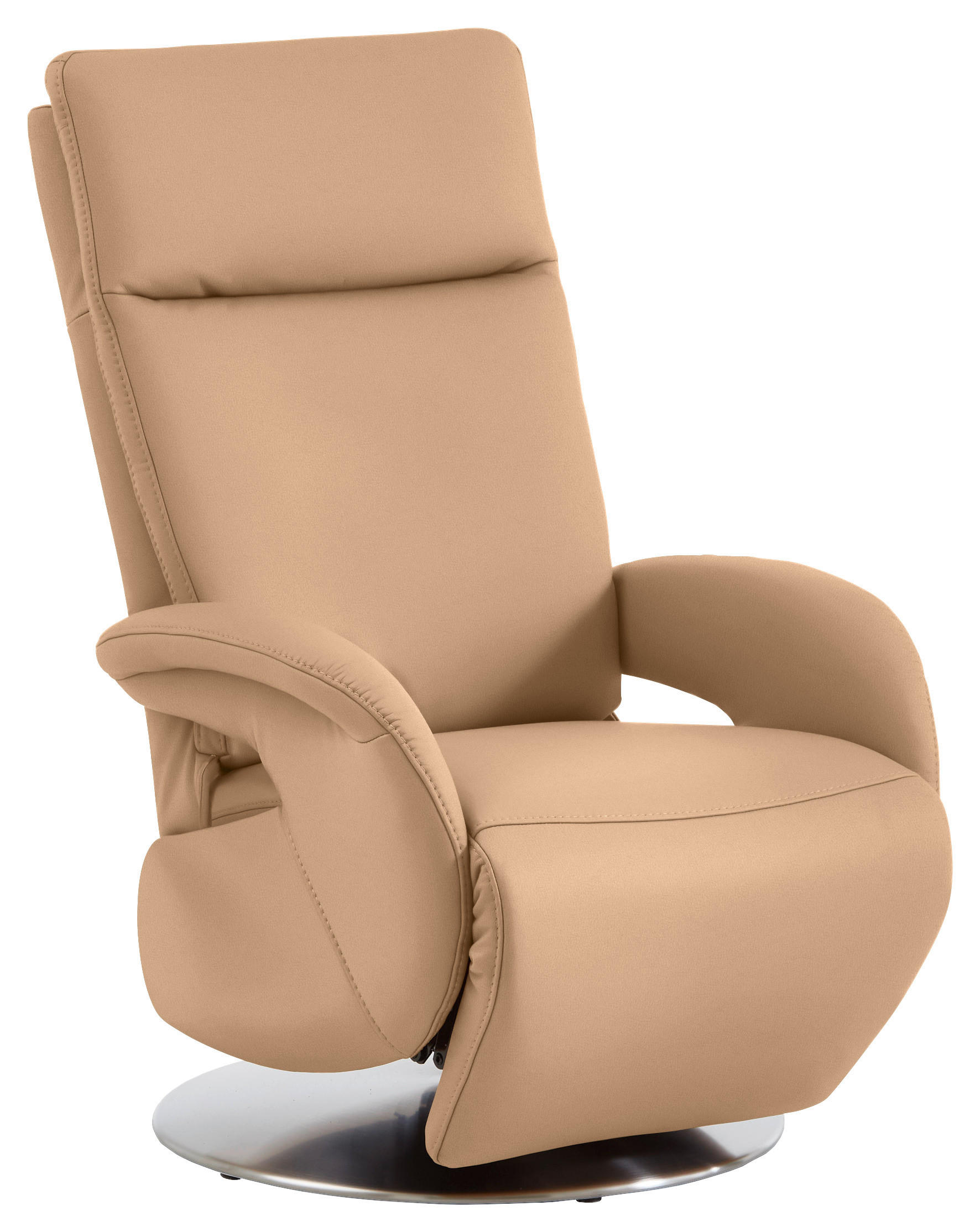 RELAXSESSEL in Leder Hellbraun  - Hellbraun/Edelstahlfarben, Design, Leder/Metall (70/108/80cm) - Cantus