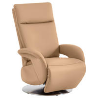 RELAXSESSEL in Leder Hellbraun  - Hellbraun/Edelstahlfarben, Design, Leder/Metall (70/108/80cm) - Cantus