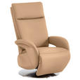 RELAXSESSEL in Leder Hellbraun  - Hellbraun/Edelstahlfarben, Design, Leder/Metall (70/108/80cm) - Cantus