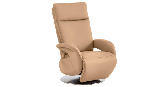 RELAXSESSEL in Leder Hellbraun - Hellbraun/Edelstahlfarben, Design, Leder/Metall (70/108/80cm) - Cantus