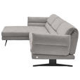 ECKSOFA Sandfarben Flachgewebe  - Sandfarben/Schwarz, Design, Textil/Metall (176-217/259-307cm) - Dieter Knoll