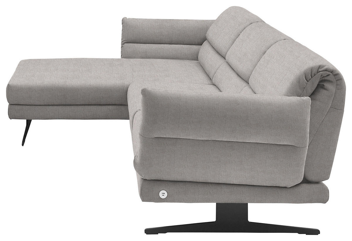 ECKSOFA Sandfarben Flachgewebe  - Sandfarben/Schwarz, Design, Textil/Metall (176-217/259-307cm) - Dieter Knoll