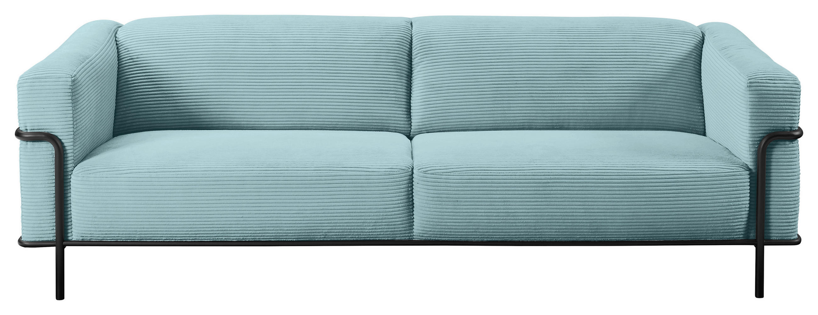3-SITZER-SOFA Cord Hellblau  - Schwarz/Hellblau, Design, Textil/Metall (236/67/96cm) - Johann Jakob