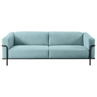 3-SITZER-SOFA Cord Hellblau  - Schwarz/Hellblau, Design, Textil/Metall (236/67/96cm) - Johann Jakob