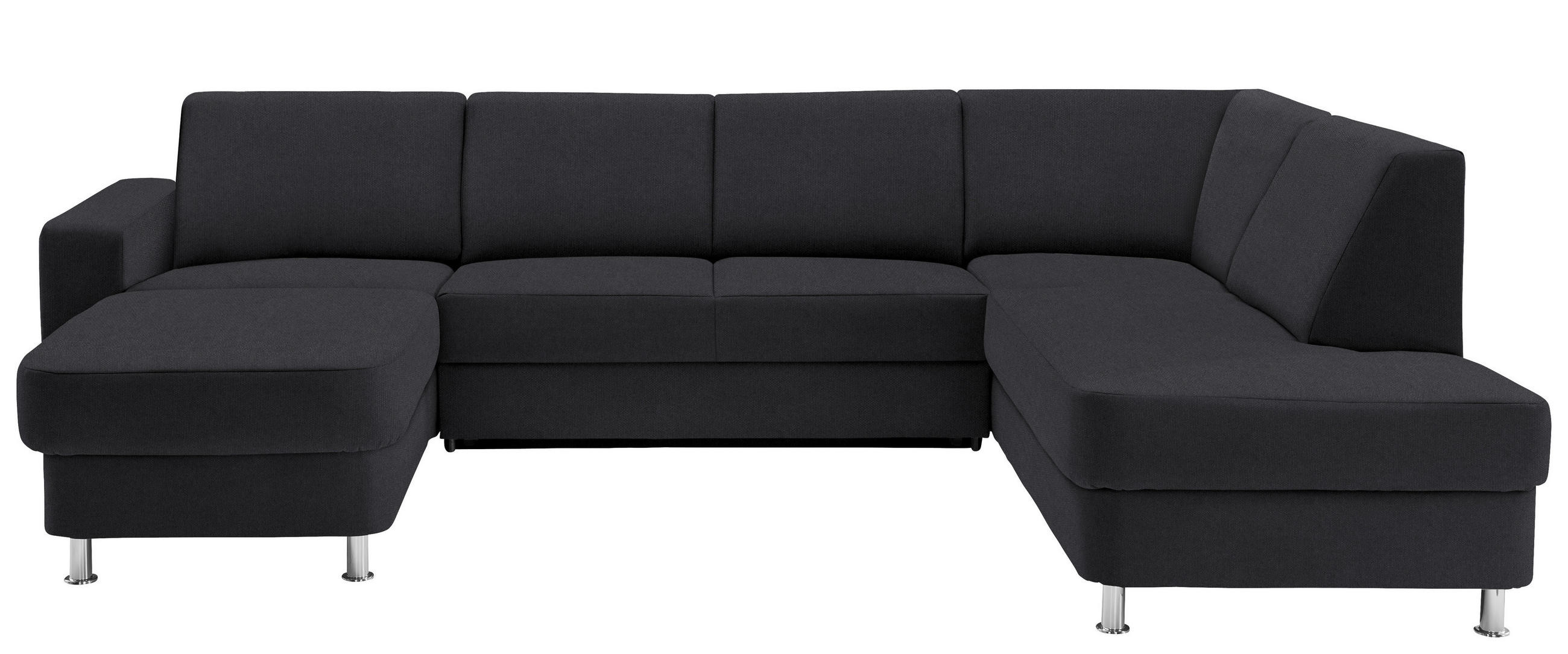 WOHNLANDSCHAFT in Chenille Dunkelgrau  - Chromfarben/Dunkelgrau, Design, Kunststoff/Textil (165/301/198cm) - Xora