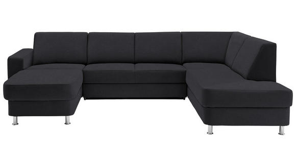 WOHNLANDSCHAFT  in Chenille Dunkelgrau  - Chromfarben/Dunkelgrau, Design, Kunststoff/Textil (165/301/198cm) - Xora