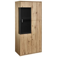 VITRINE  in furniert, massiv Asteiche Eichefarben  - Eichefarben/Anthrazit, KONVENTIONELL, Glas/Holz (63/139/37cm) - Musterring