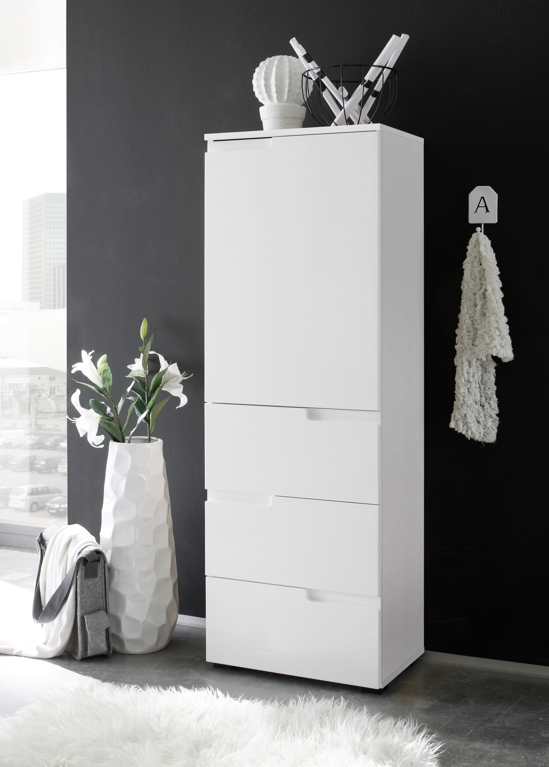 KOMODA, bílá, 50/145/35 cm - bílá/barvy hliníku, Design, kompozitní dřevo (50/145/35cm) - Xora