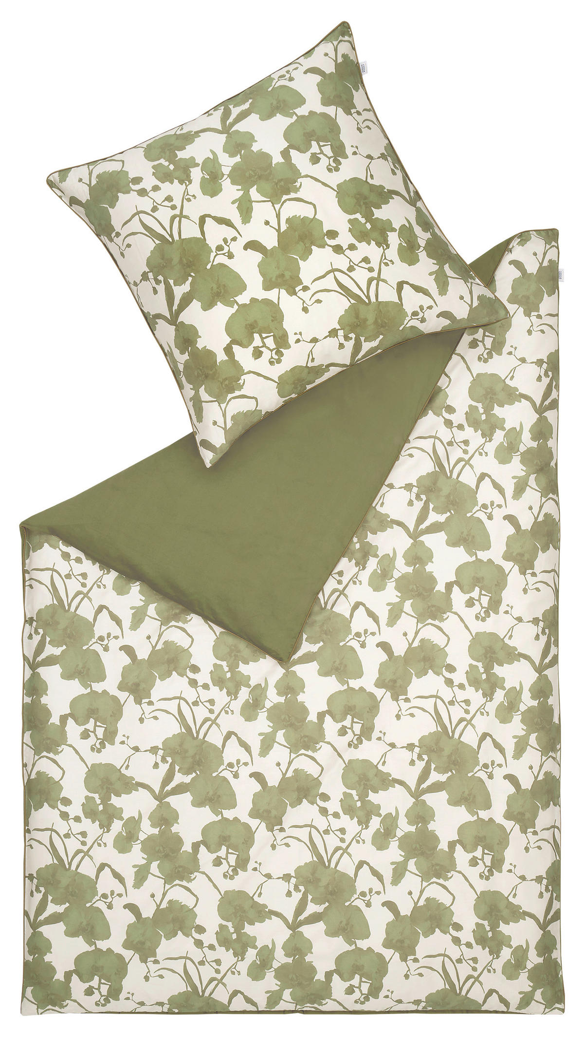 POSTEĽNÁ BIELIZEŇ, satén, krémová, zelená, biela, 140/200 cm - biela/krémová, Trend, textil (140/200cm) - Schöner Wohnen