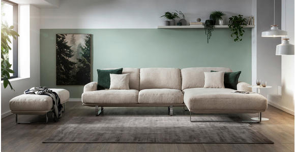 HOCKER Webstoff Grau  - Grau, Design, Textil/Metall (160/44/60cm) - Dieter Knoll