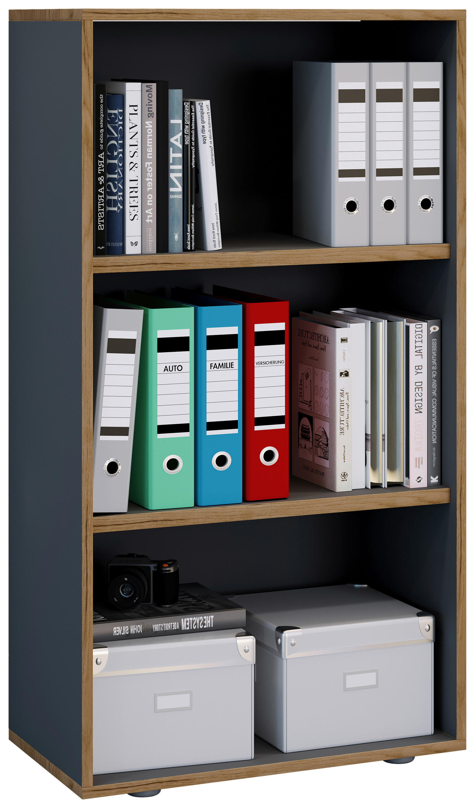 AKTENREGAL 60/110/33 cm - Honigeiche/Anthrazit, Design, Holzwerkstoff/Kunststoff (60/110/33cm) - MID.YOU