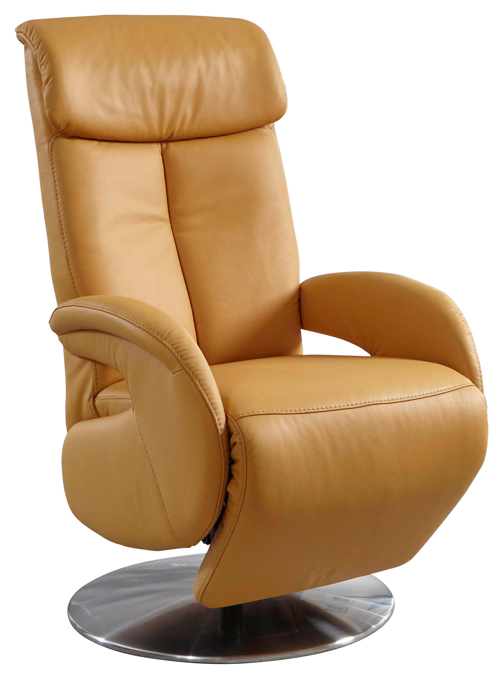 RELAXSESSEL Echtleder    - Edelstahlfarben/Gelb, KONVENTIONELL, Leder/Metall (70/110/80cm) - Cantus