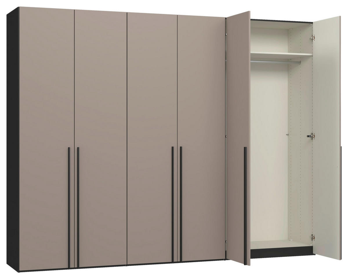 DREHTÜRENSCHRANK 303/236/59 cm,  in Schwarz, Hellbraun, 6-türig  - Hellbraun/Schwarz, Design, Glas/Holzwerkstoff (303/236/59cm) - Jutzler