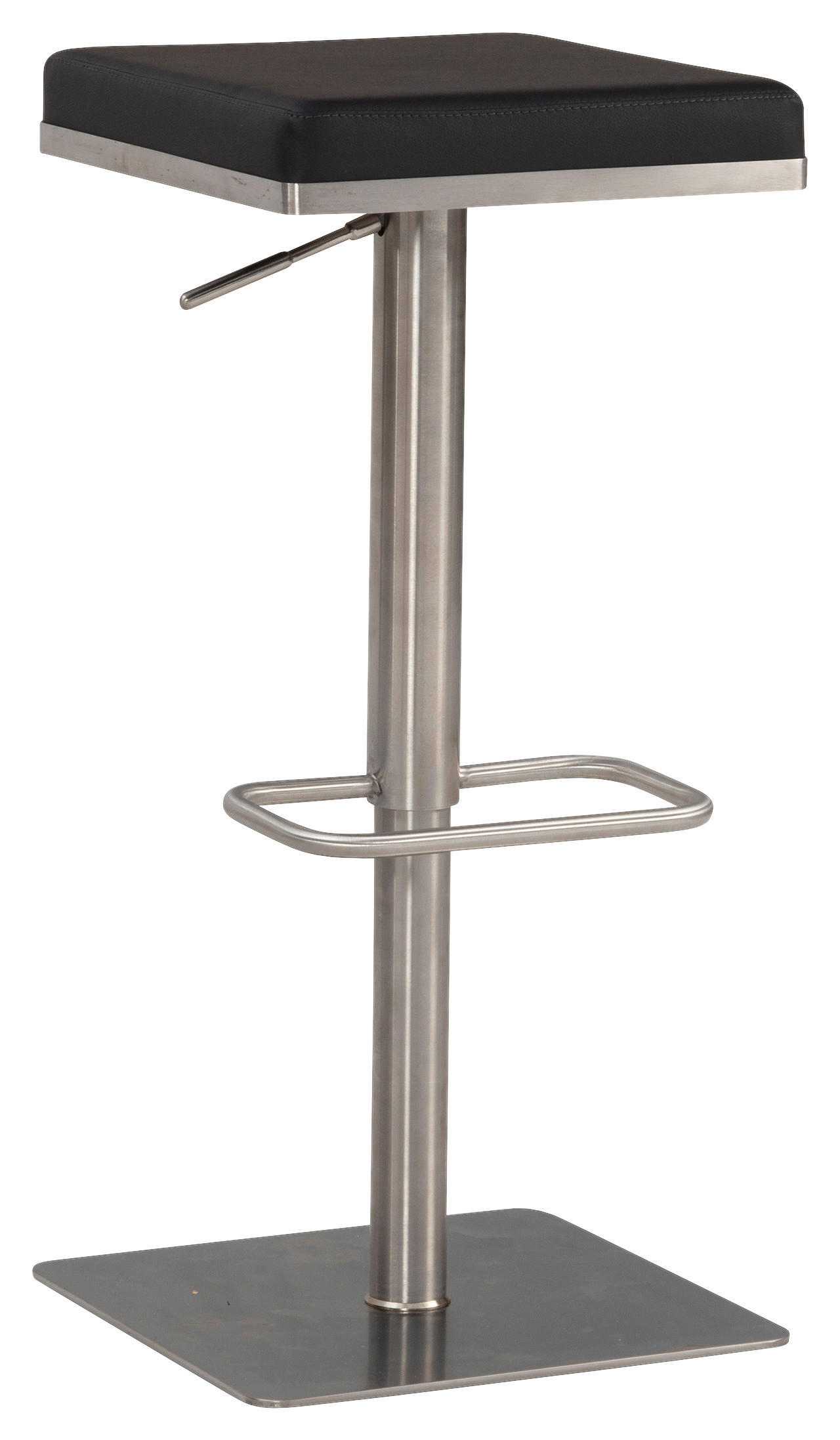 BARHOCKER Lederlook Schwarz  - Silberfarben/Schwarz, Design, Textil/Metall (37/82/37cm) - MID.YOU