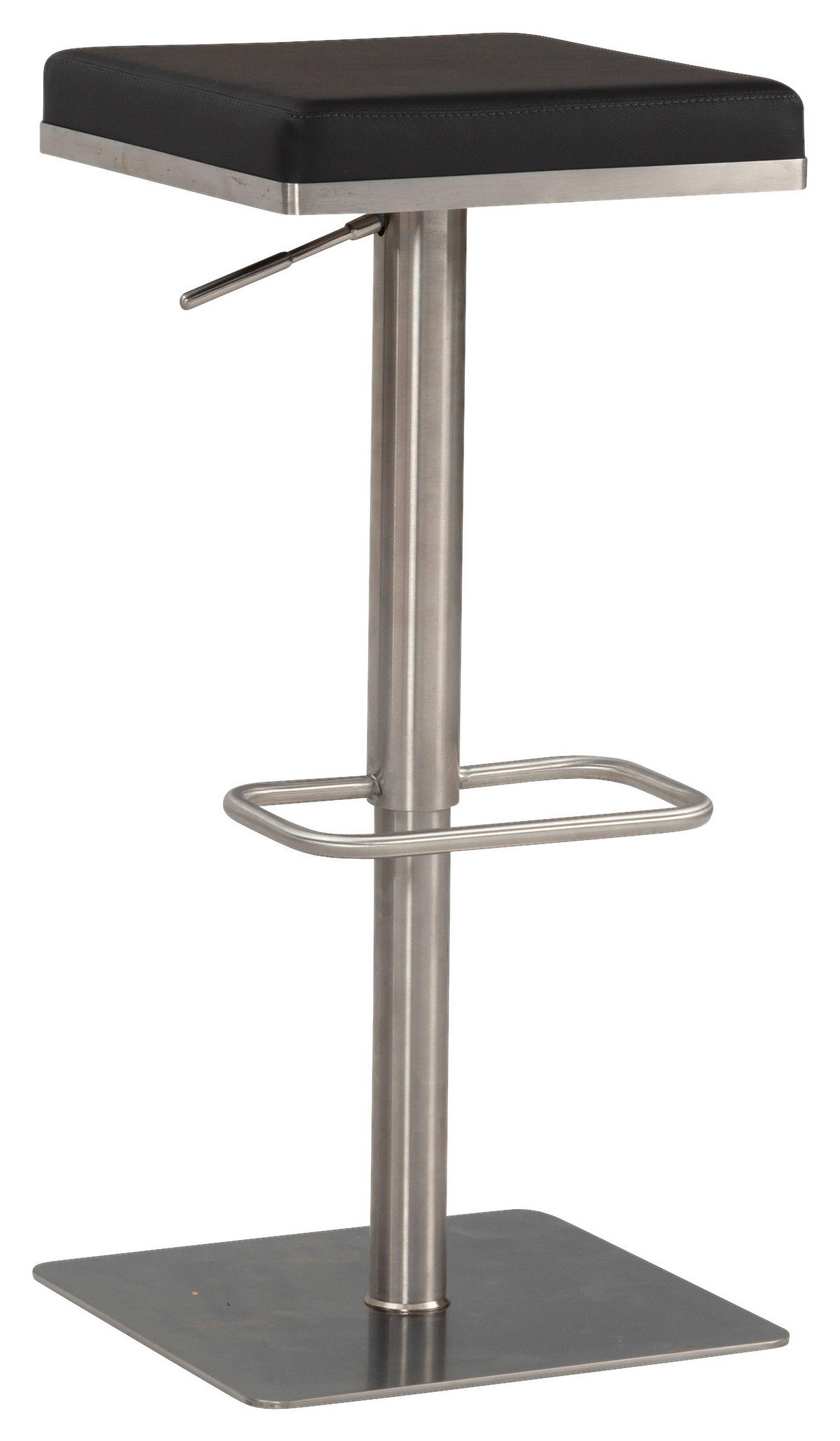 BARHOCKER Lederlook Schwarz  - Silberfarben/Schwarz, Design, Textil/Metall (37/82/37cm) - MID.YOU